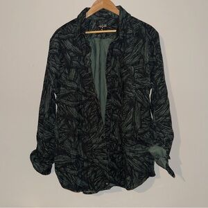 Men's Green Patterned Casual Button Down Shirt